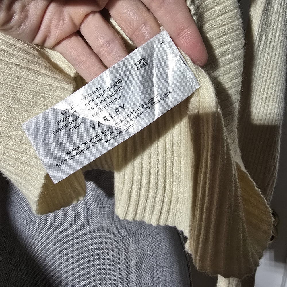 Varley Cream Ribbed Half-Zip Sweater - Picture 6 of 7